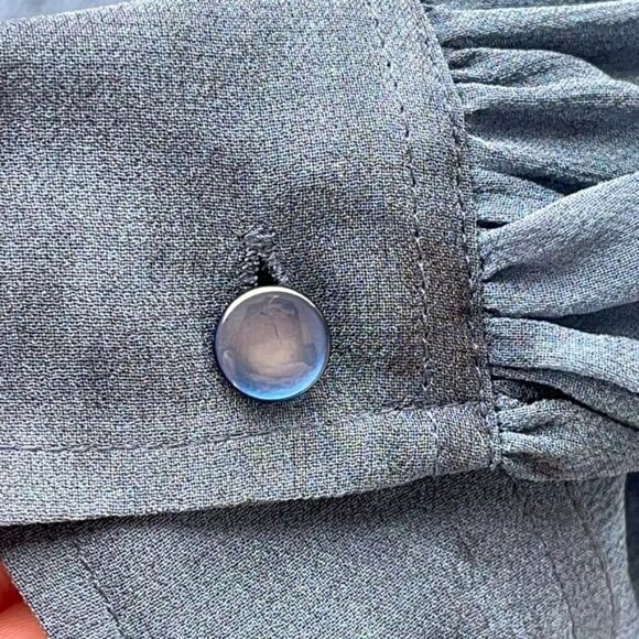 Vince SIZE XS Oversized Fog Blue 100% Silk Washable Sheer Tunic Blouse - Picture 4 of 10